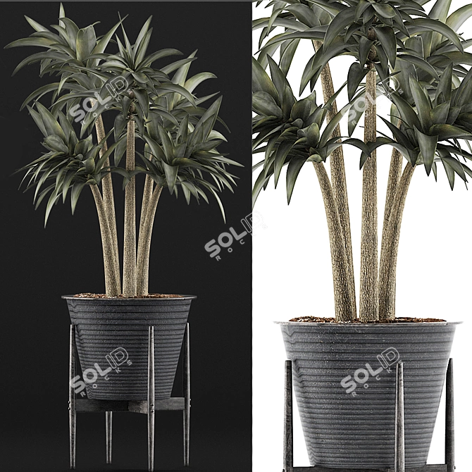 Title: Vibrant Desert Plant in Metal Pot 3D model image 3