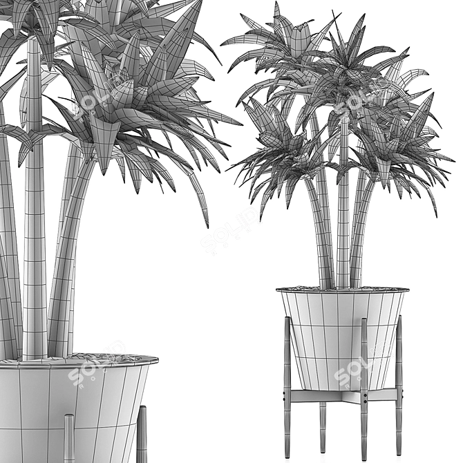 Title: Vibrant Desert Plant in Metal Pot 3D model image 5