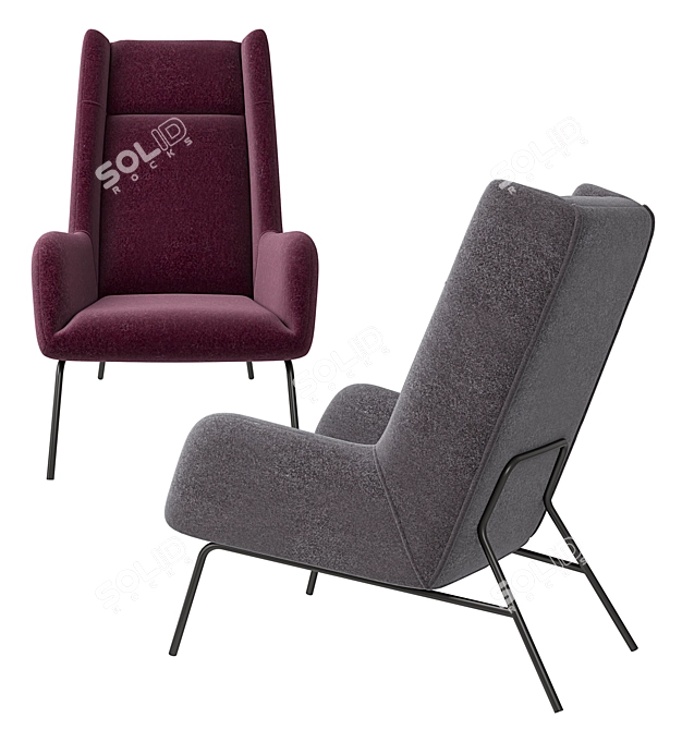 Munnar Flannel Armchair & Footrest 3D model image 2