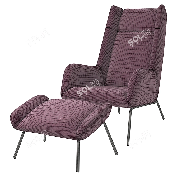 Munnar Flannel Armchair & Footrest 3D model image 4