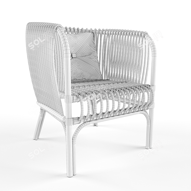 Stylish Isabella Rattan Arm Chair 3D model image 2