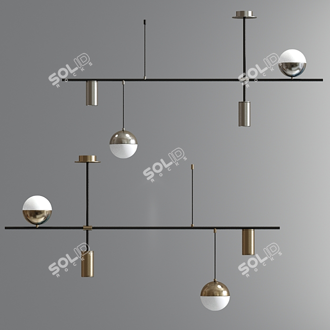 Modern Geometric LED Pendant Light 3D model image 4