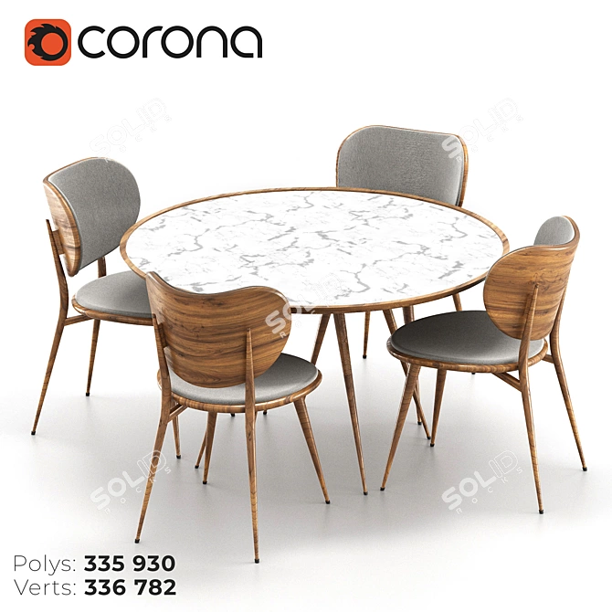 Sleek Table Chair Combo 3D model image 1