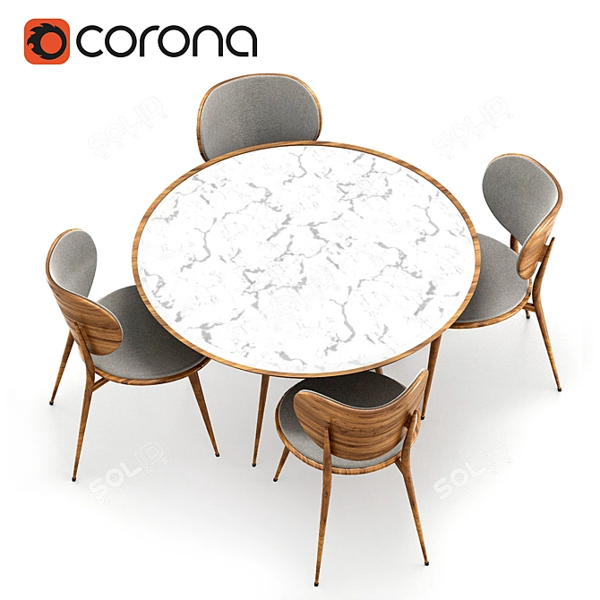 Sleek Table Chair Combo 3D model image 2