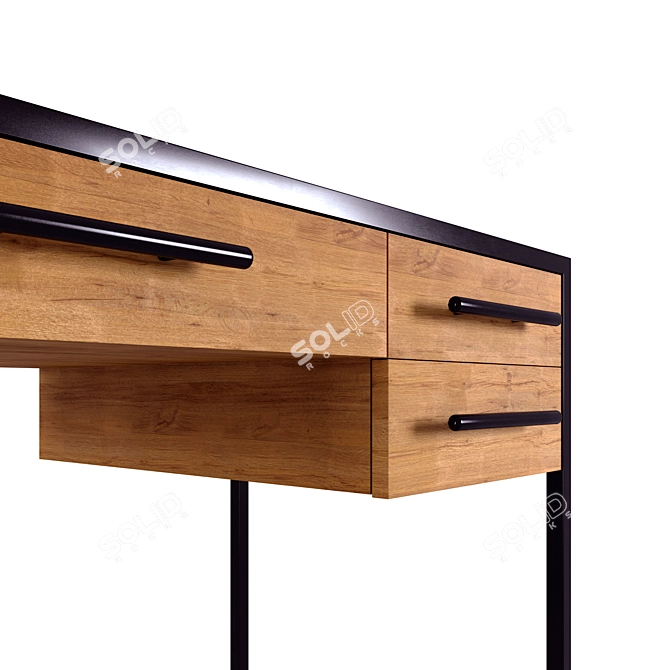 Oak Wood Desk with Drawers | "Truver 3D model image 4