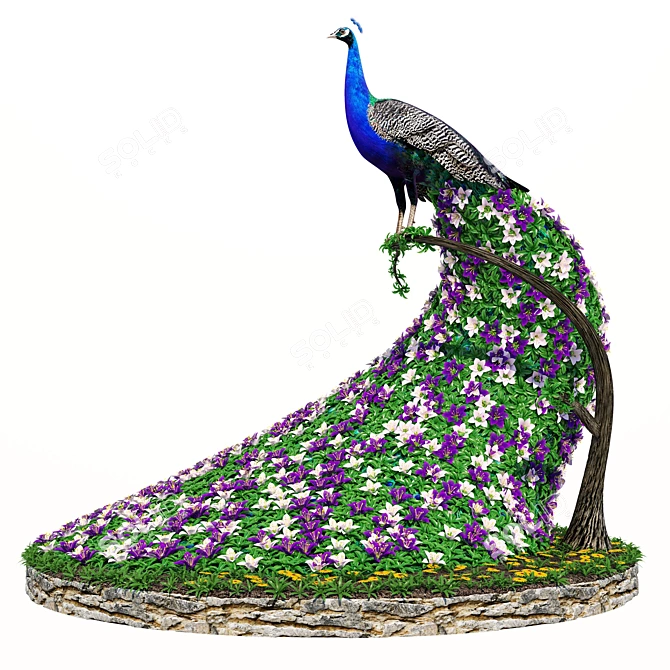 Peacock Garden Sculpture 3D model image 4