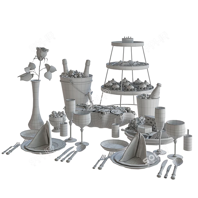 Oceanic Delight: Oyster Table Setting 3D model image 4
