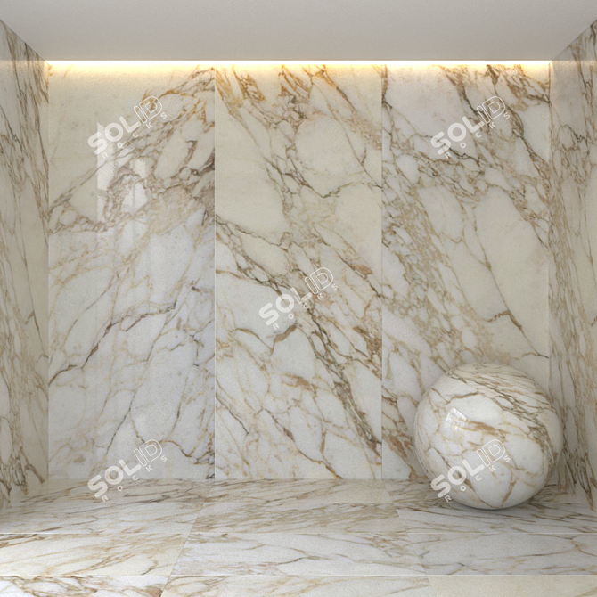 Title: Elegant Calacatta Oro Marble Tiles 3D model image 1