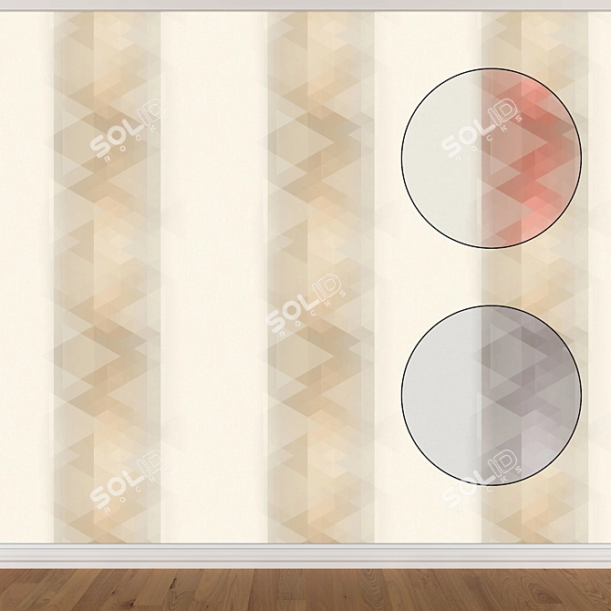 Seamless Wallpaper Set: 3 Colors 3D model image 1