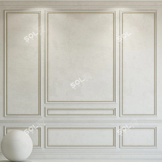 Eider White Decorative Plaster with Molding 3D model image 1