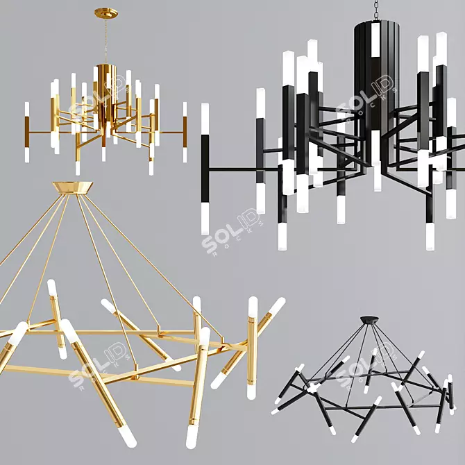 Petite Nordic Glow Chandelier 3D model image 1