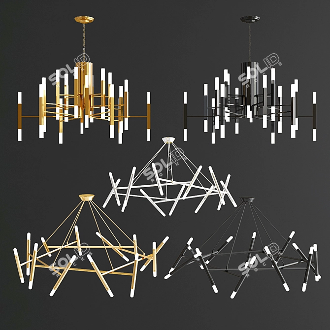 Petite Nordic Glow Chandelier 3D model image 2