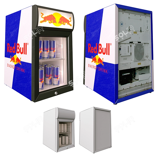 Title: Red Bull Mini Fridge: Low Poly Design 3D model image 1