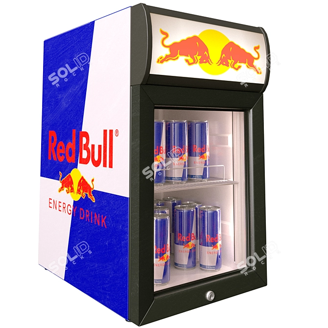 Title: Red Bull Mini Fridge: Low Poly Design 3D model image 2