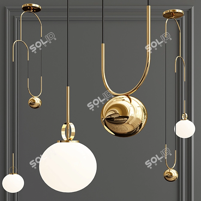 Elegant Glass Pendant Lights 3D model image 5