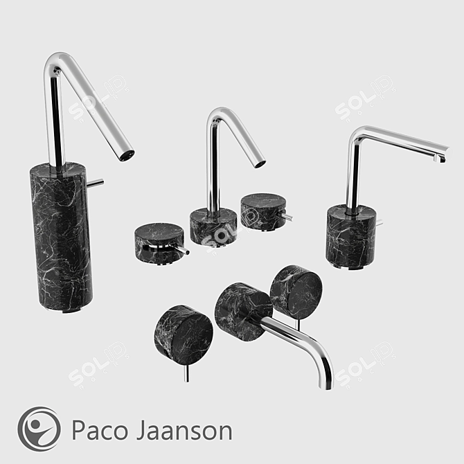 Paco Jaanson Marmo: Black Marquina Basin Set 3D model image 1