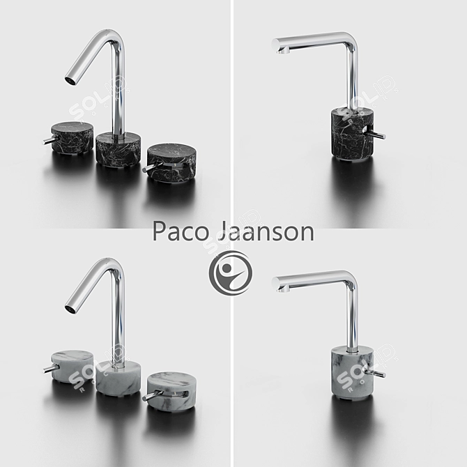 Paco Jaanson Marmo: Black Marquina Basin Set 3D model image 2