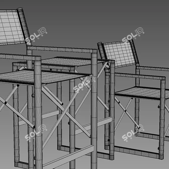 Teak Director's Outdoor Armchair 3D model image 2