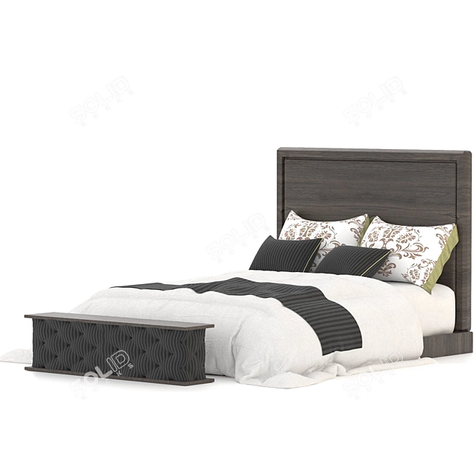 Modern Wood Bed Frame 3D model image 4