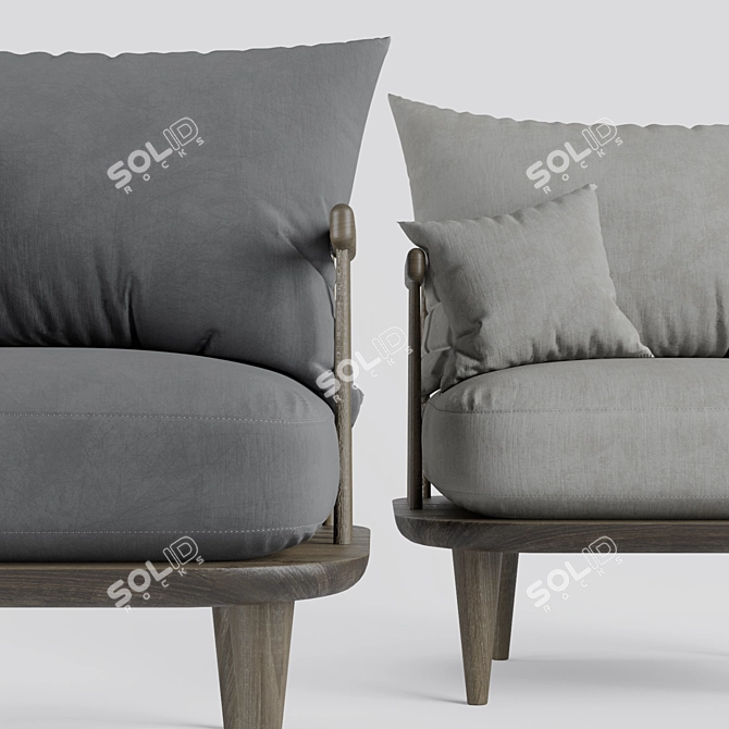 Oak Fly Armchair: Handcrafted Elegance 3D model image 2