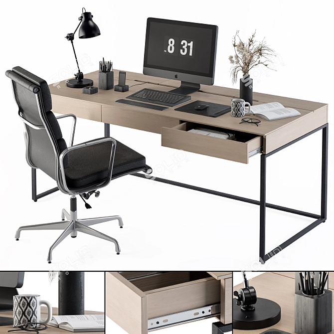 Elegant Executive Office Furniture 3D model image 1