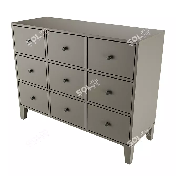 Modern Dark Gray 9-Drawer Chest 3D model image 1