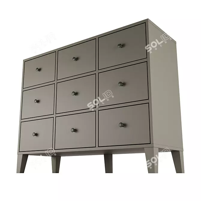 Modern Dark Gray 9-Drawer Chest 3D model image 2