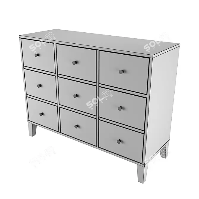 Modern Dark Gray 9-Drawer Chest 3D model image 3