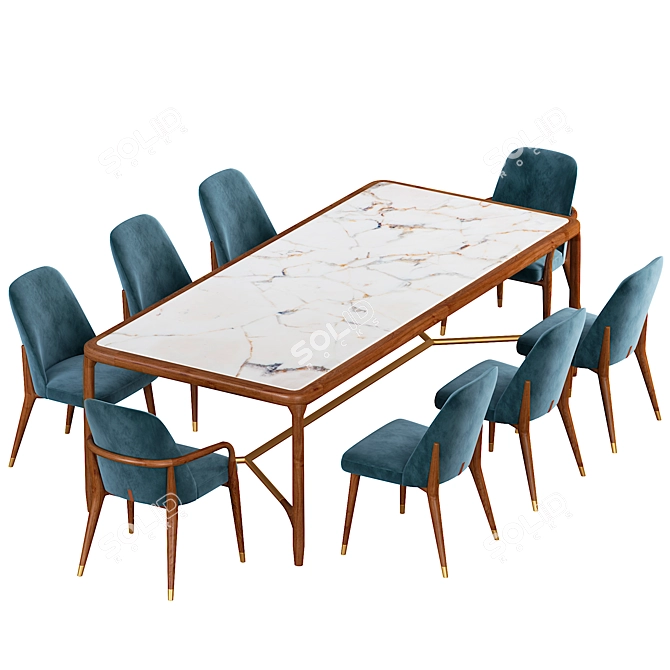 Stylish Ulivi Lise Chair & ELISEE RECT Table 3D model image 3