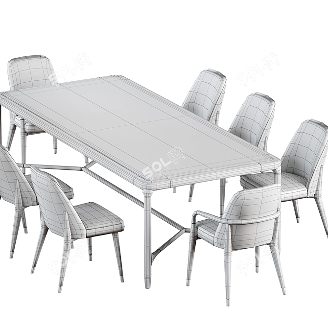 Stylish Ulivi Lise Chair & ELISEE RECT Table 3D model image 5