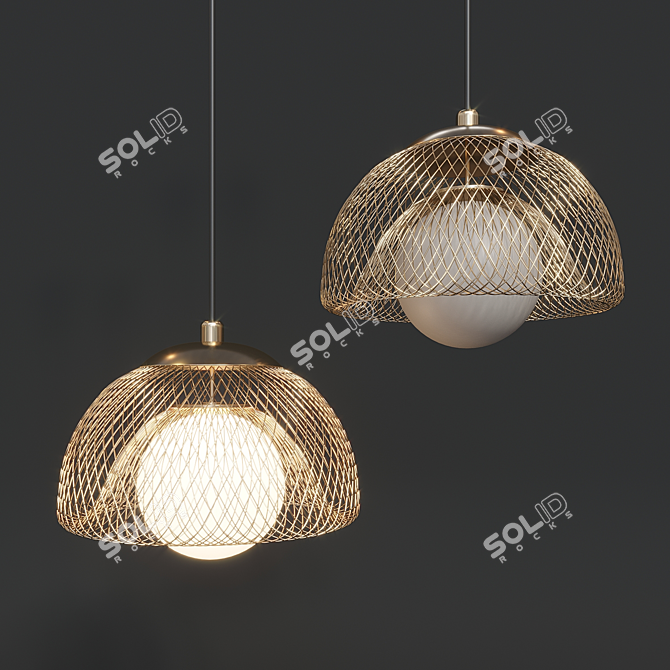 Luxury Gold Mesh Pendant Lamp (FLADE) 3D model image 1