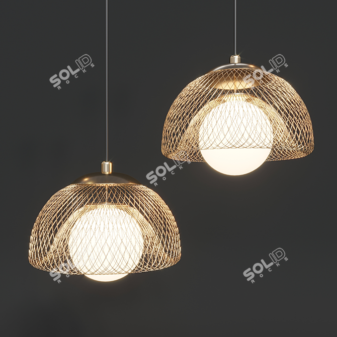 Luxury Gold Mesh Pendant Lamp (FLADE) 3D model image 2
