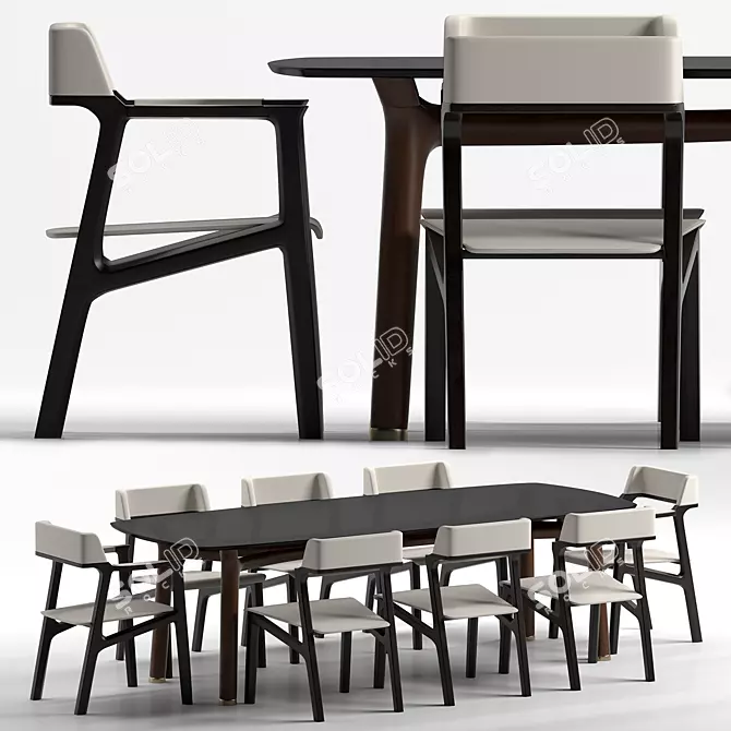 Giorgetti Alexa & Memos: Elegant Chairs & Table 3D model image 1