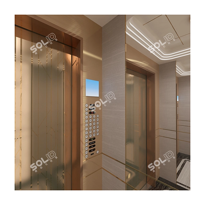 Sleek Button Panel for Elevator 3D model image 2
