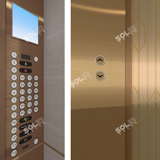 Sleek Button Panel for Elevator 3D model image 7