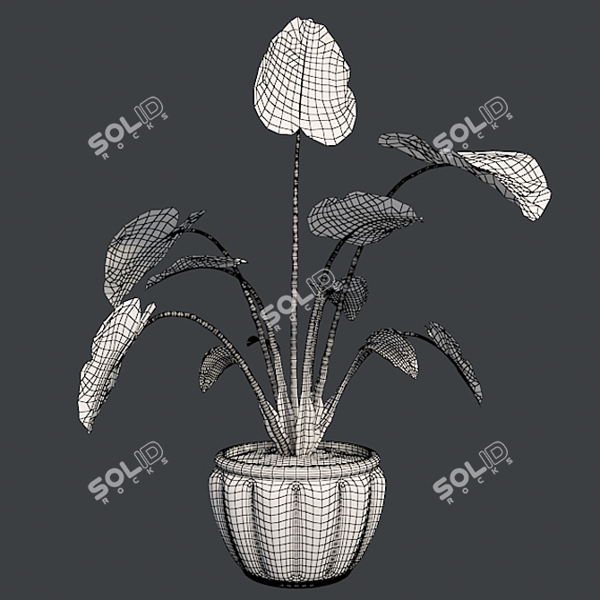 Luscious Elephant Ear Pot 3D model image 5