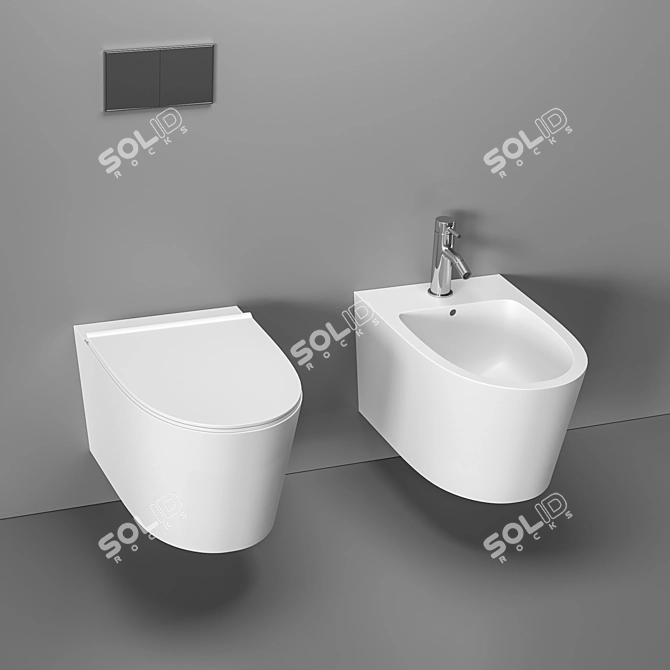 Modern Designer Toilet Set 3D model image 1