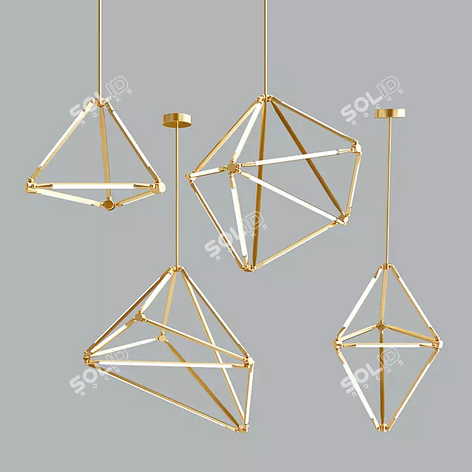 Sleek Geometric Chandelier 3D model image 1