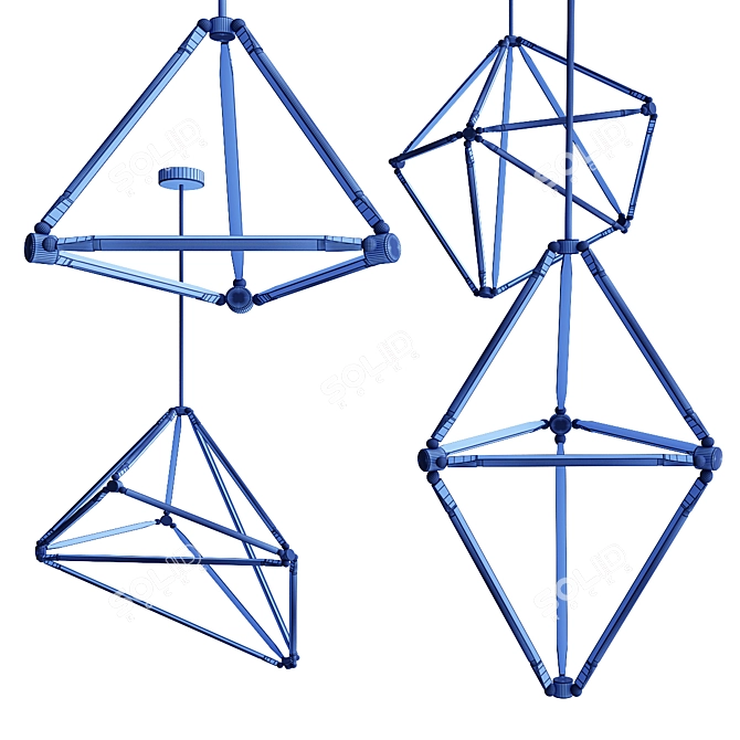 Sleek Geometric Chandelier 3D model image 2