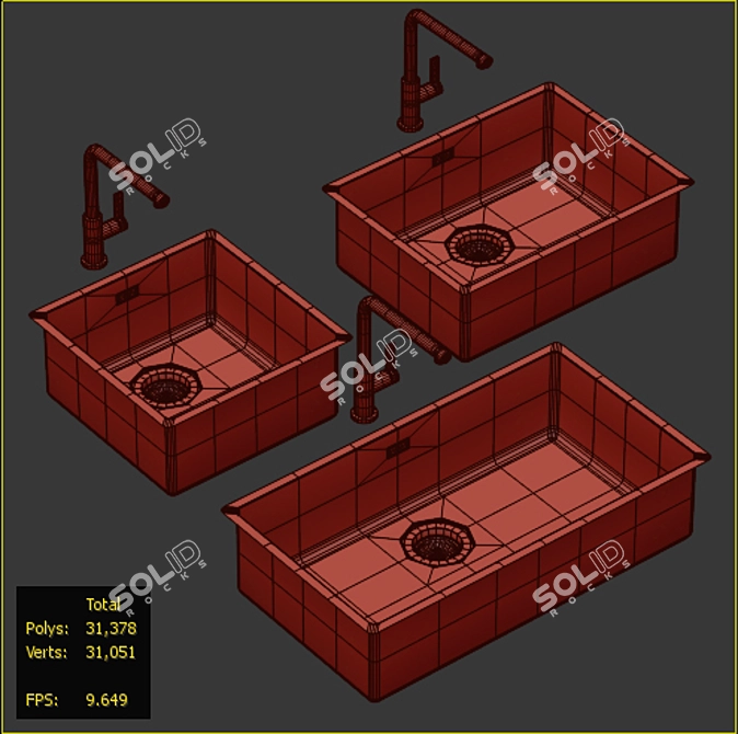 Modern Kitchen Sink Collection 3D model image 2