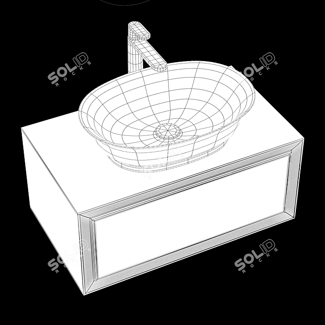 Laufen Classic Basin Set: Bowl Washbasin, Vanity, Mirror, Mixer 3D model image 4