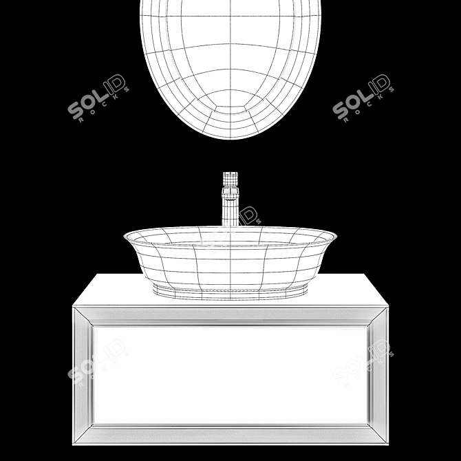 Laufen Classic Basin Set: Bowl Washbasin, Vanity, Mirror, Mixer 3D model image 5