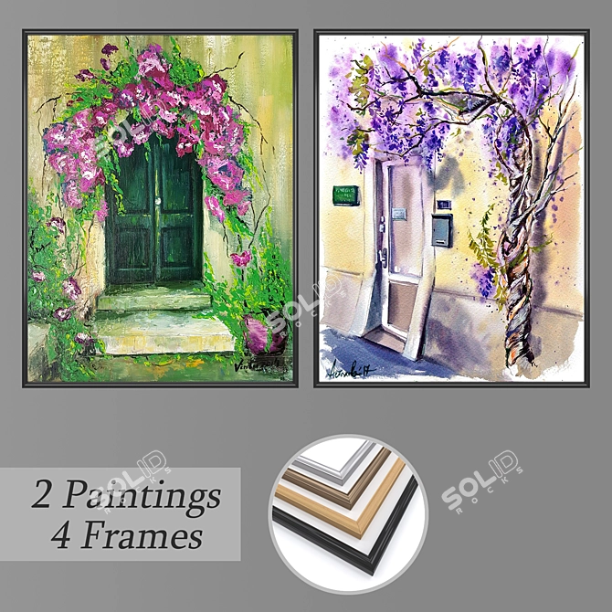 Artistic Wall Paintings Set 3D model image 1