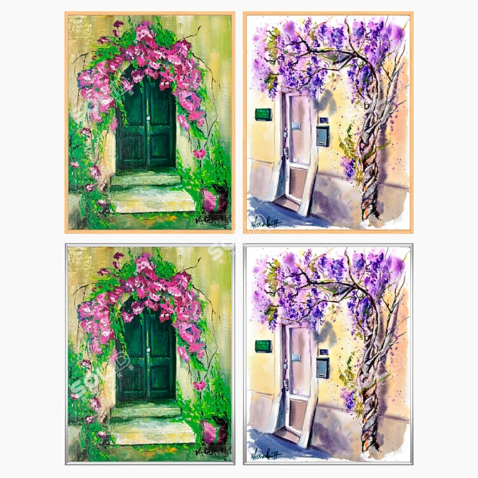 Artistic Wall Paintings Set 3D model image 3