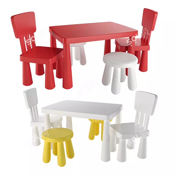 MAMMUT Kids Chair & Table Set 3D model image 1