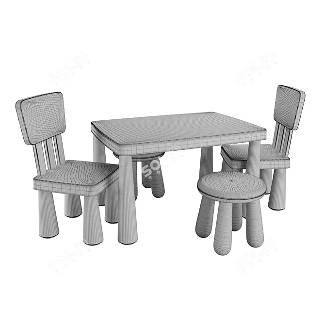 MAMMUT Kids Chair & Table Set 3D model image 4