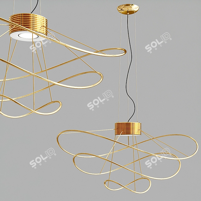 Sleek LED Pendant Light, Hoops 3 3D model image 1