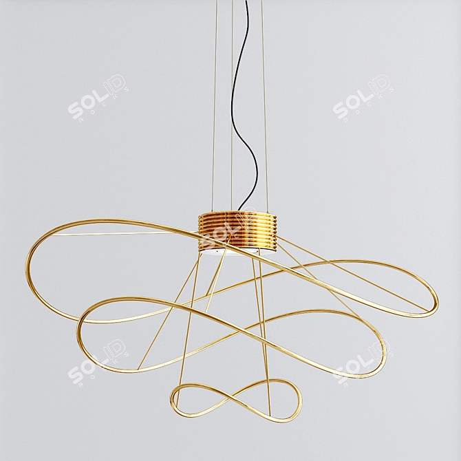 Sleek LED Pendant Light, Hoops 3 3D model image 2