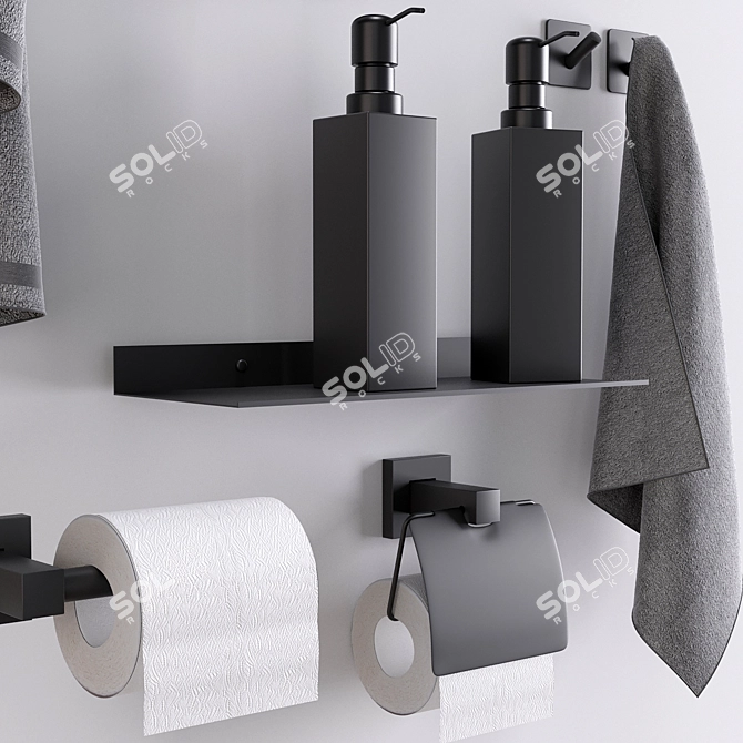 Sleek Bathroom Accessories Set 3D model image 3