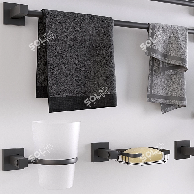 Sleek Bathroom Accessories Set 3D model image 4